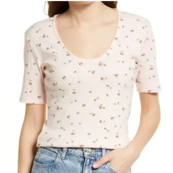 U-Neck Pointelle Top - Picture 2 of 2